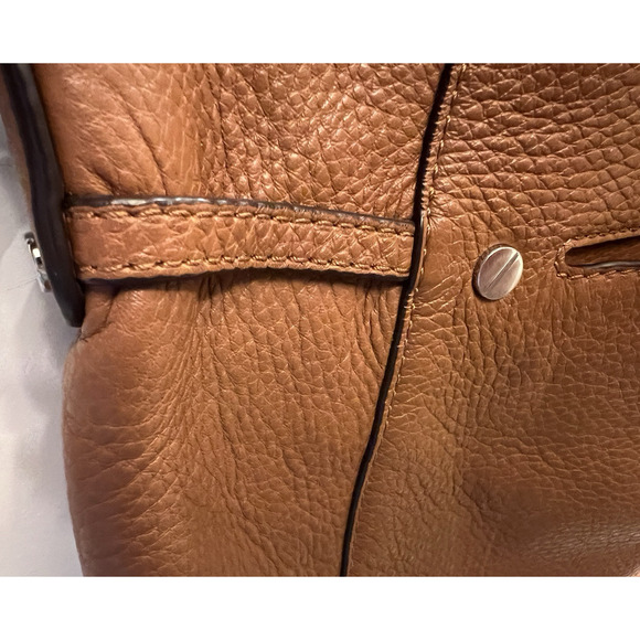 MICHAEL KORS Crossbody w/ Chain Top Handle Handbag Camel Brown Soft Leather - Picture 7 of 15